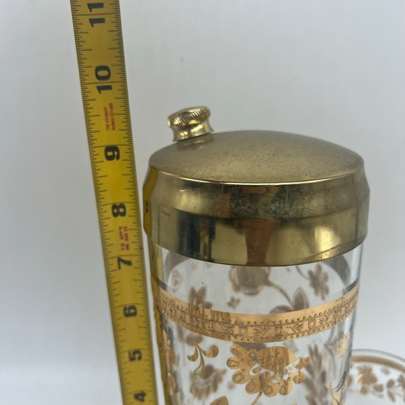 Mid Century Modern Culver Chantilly 22K Gold Shaker and Six Footed Rocks Glasses - Picture 7 of 8